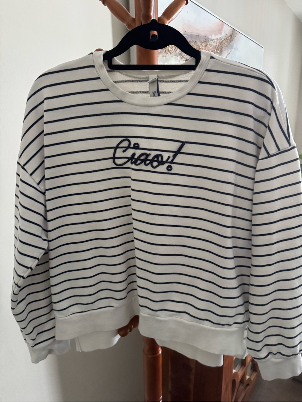 Torrid Belle Isle CIAO Sweatshirt Embroidered Striped Navy Nautical Size 0